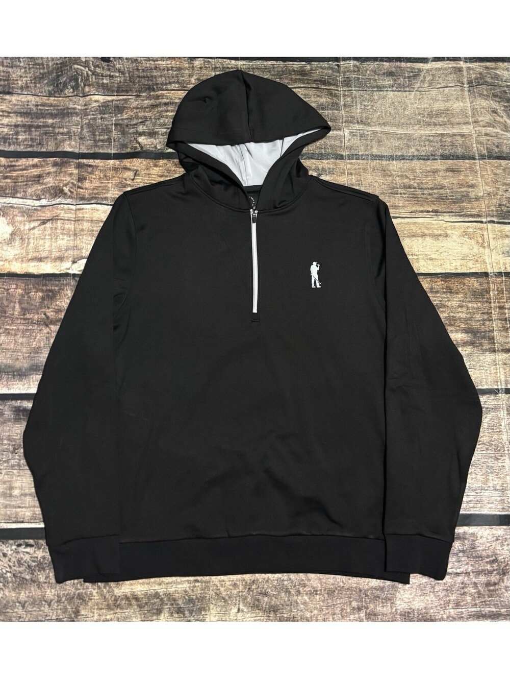 U Suck At Golf Sweater Mens XL Hooded 1/4 Zip Stretch Black